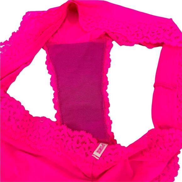 Victoria's Secret PINK Extra Low Cheekster Bright Neon Pink Panty Size Large - Picture 3 of 6